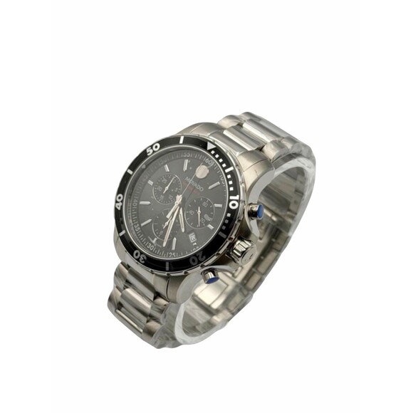 Movado Series 800 Chronograph Men\'s Watch Black Dial Steel 2600142 New Full Set main image 5